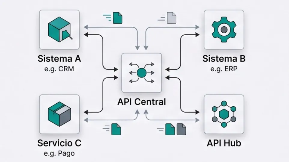 Sistemas distintos conectados entre sí mediante una capa de integración